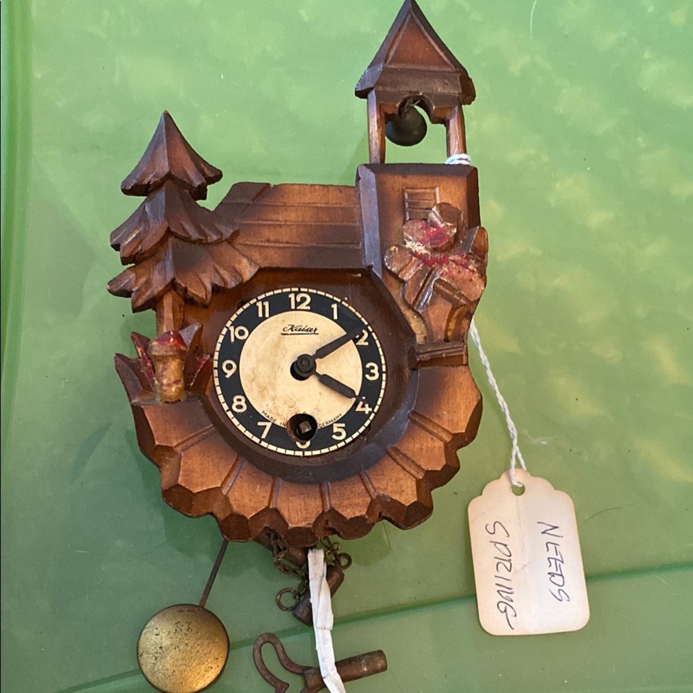 Charming Brown Wooden Wall Clock by Kaiser